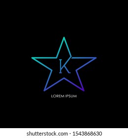 Techno Star Letter K logo.  Creative vector logo icon design  letter K with star  for business or company identity concept. 