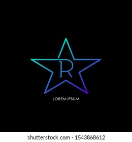 Techno Star Letter R logo.  Creative vector logo icon design  letter R  with star  for business or company identity concept.