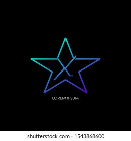 Techno Star Letter X logo.  Creative vector logo icon design  letter X with star  for business or company identity concept.