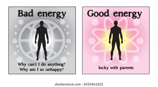 Techno streetwear poster "Bad energy" . Typographic Y2K print for clothing t-shirt, hoodie, sweatshirt. Vector