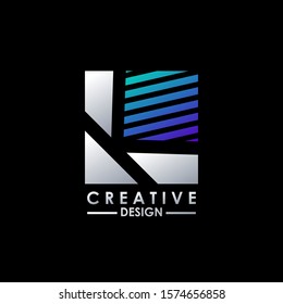 Techno Striped Logo  Hidden Letter K logo.  Creative design concept square shape, stripe  line with hidden letter K logo for initial, business identity.