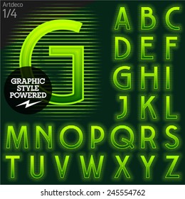 Techno style alphabet  sensitive to the background. Art-deco. Set 1