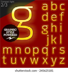 Techno style alphabet sensitive to the background. Compact light. Set 2