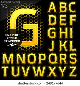 Techno style alphabet sensitive to the background. Compact normal. Set 1