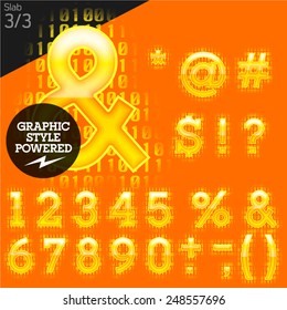 Techno style alphabet sensitive to the background. Stab. Set 3