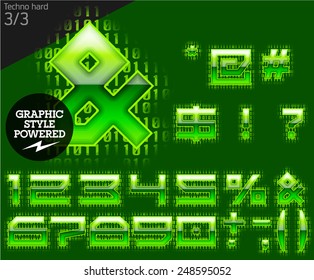 Techno style alphabet sensitive to the background. Techo hard. Set 3