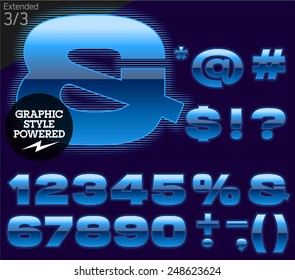 Techno style alphabet sensitive to the background. Bold Extended. Set 3