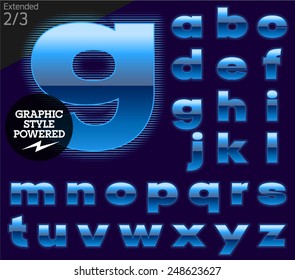 Techno style alphabet sensitive to the background. Bold Extended. Set 2