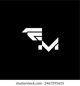 techno style EM bold futuristic concept modern monogram initial letter