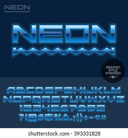 Techno style glossy label for computer club, Internet cafe, electronics store, night club, technology activity. Vector set of letters and numbers
