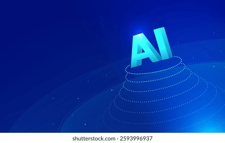 Techno style horizontal illustration AI abstract background