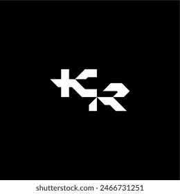 techno style modern monogram initial letter bold futuristic concept KR