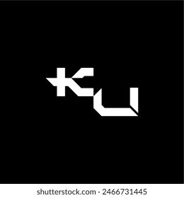 techno style modern monogram initial letter bold futuristic concept KU