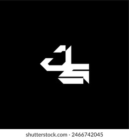 techno style modern monogram initial letter bold futuristic concept JS