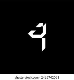 techno style modern monogram initial letter bold futuristic concept JI