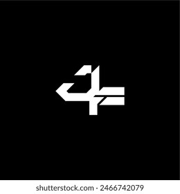 techno style modern monogram initial letter bold futuristic concept JF