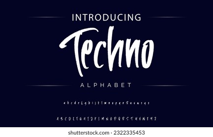 Techno Stylish brush painted an uppercase vector letters, alphabet, typeface.