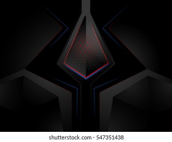 Techno surface metal style in dark scene vector abstract background