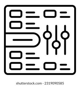vector de contorno de icono del sintetizador Techno. Música de DJ. Instrumento de audio