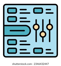 Techno synthesizer icon outline vector. Dj music. Audio instrument color flat