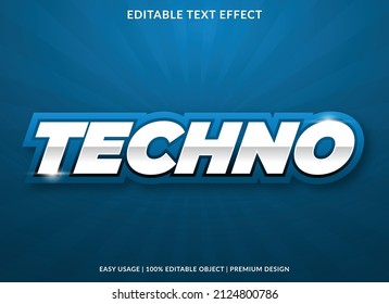 techno text effect editable template with abstract and modern style use for business logo and brand