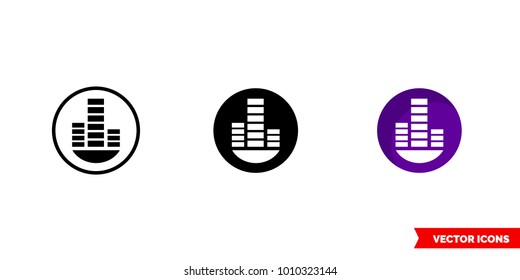 Techno trance music genre icon of 3 types: color, black and white, outline. Isolated vector sign symbol.