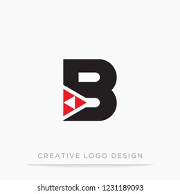 Techno vector graphic alphabet symbol. Letter B logo design template.