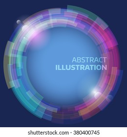 Techno vector wallpaper. Abstract future background. Decoration with electric light. Future presentation concept. Vibrant illustration. Presentation template with sample text. Circle graphic element.