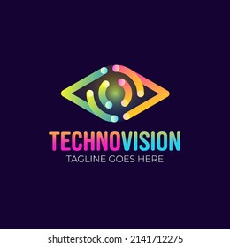 Techno vison logo with gradient style