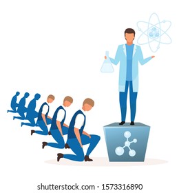 Technocracy political system metaphor flat vector illustration. Domination of science in government. Form of ideology. Technical professionals, engineers and scientists cartoon characters