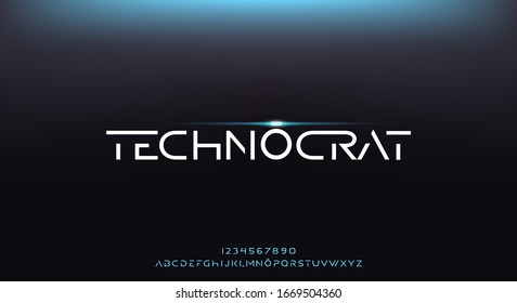 Technocrat, an abstract elegant technology futuristic alphabet font. digital space typography vector illustration design