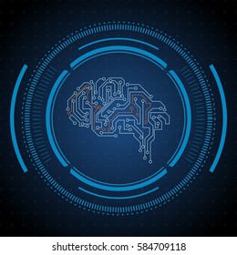 Technologic background with circuit brain. Vector illustration.
