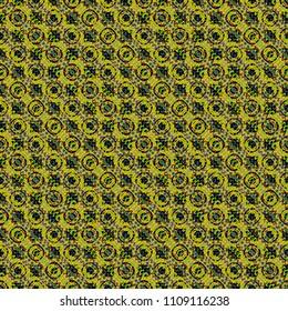 Technologic fabric tile card cover print badge. Background, texture with pop art effect. Vector seamless pattern. Geometric design template with black, yellow and green elements.
