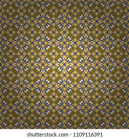 Technologic fabric tile card cover print badge. Geometric design template with yellow, gray and blue elements. Background, texture with pop art effect. Vector seamless pattern.