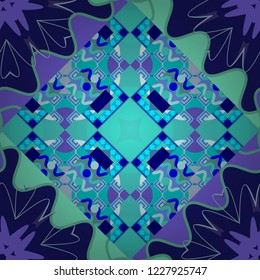 Technologic fabric tile card cover print badge. Vector seamless pattern. Background, texture with pop art effect. Geometric design template with blue, green and violet elements.