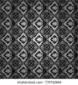Technologic fabric tile card cover print badge. Geometric design template with white, gray and black elements. Vector seamless pattern. Background, texture with pop art effect.