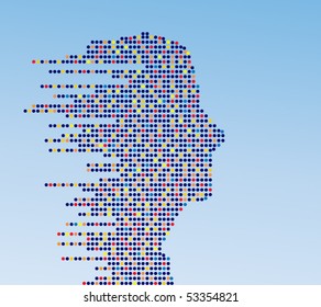 technologic male profile (made of circles)