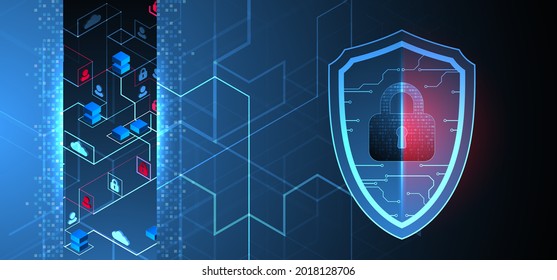 Technological abstract background on the topic of information protection and computer security.