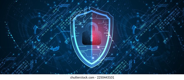Technological abstract background on the topic of information protection and computer security.