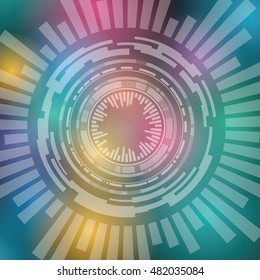 technological abstract background pattern, radiation and location, vector illustration