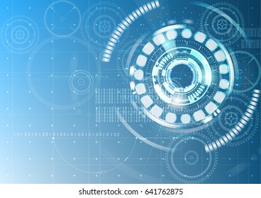 Technological abstract digital blueprint interface modern gear background vector design