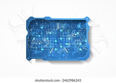 Technologisch abstraktes Bild auf weißem Hintergrund. Handgezeichnete Vektorgrafik.