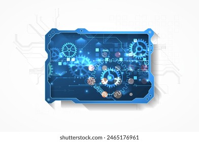 Technological abstract picture on a white background. Hand drawn vector.