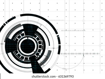 Technological abstract white digital hud background vector design