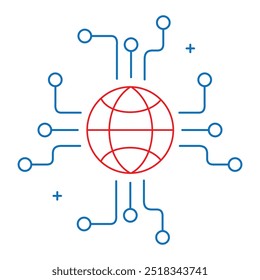 Avance Tecnológico y Redes Globales Vector Icon Design, redes globales, innovación, tecnología mundial, transformación digital