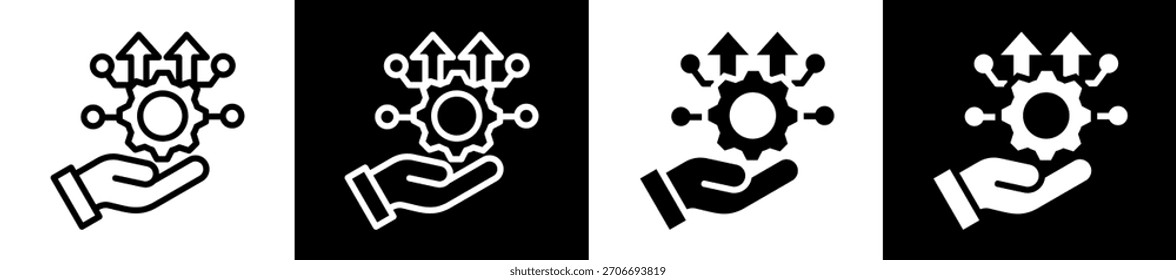 Technologische Fortschritte Symbol Set in Schwarz und Weiß gefüllt Stil Sammlung