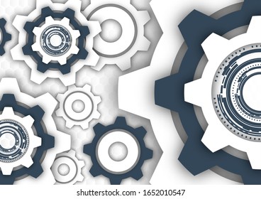 Technological background, gear wheel, modern cover template. The concept of teamwork, ideas, solutions found, part of the mechanism. Vector illustration for your design.