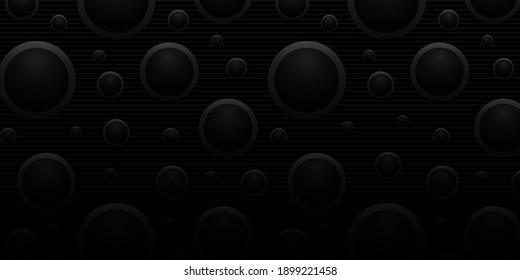 Technological background with holes. A dark gray circle with a glow. Modern dark abstract vector texture.