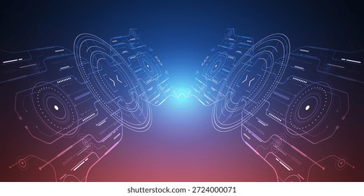 Antecedentes tecnológicos. HUD digital futurista. Tecnología digital . Ilustración vectorial.