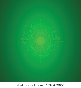 technological background on green background. abstract futuristic background. technological interface